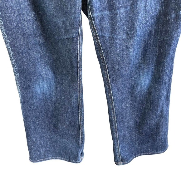 Anne Klein Womens Jeans Side Print High Rise Sz 8 Straight Leg Medium Wash EUC - Picture 6 of 11